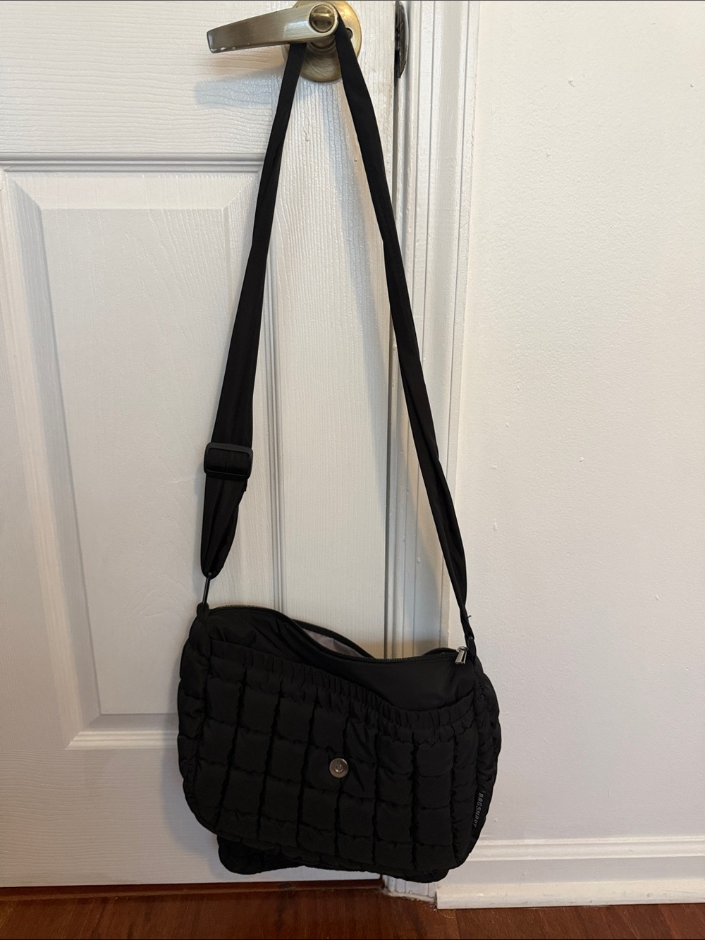 Black Quilted Crossbody Bag with Adjustable Strap